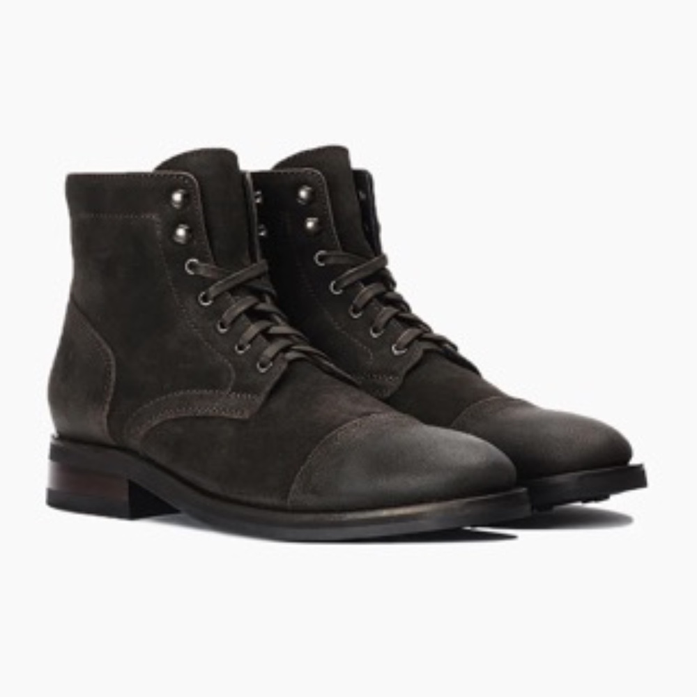 Thursday Captain Boots in Dark Olive Suede